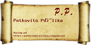 Petkovits Pólika névjegykártya